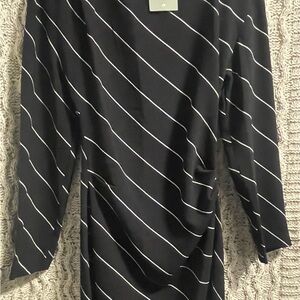 H&M Black Long Sleeve Dress with White Stripes